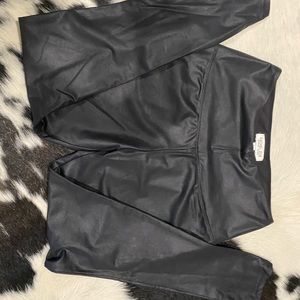 Black faux leather leggings